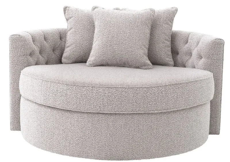 Casa Padrino Luxus Rundsofa Grau 157 x 148 x H. 90 cm - Modernes rundes Wohnzimmer Sofa mit 3 Kissen - Wohnzimmer Möbel - Luxus Möbel