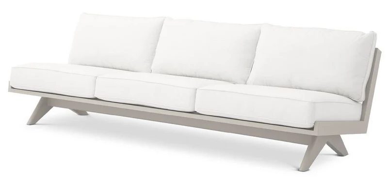 Casa Padrino Luxus Gartensofa Weiß / Sandfarben 230 x 88 x H. 76 cm - Wetterbeständiges Garten Terrassen Sofa - Hotel Möbel - Luxus Qualität