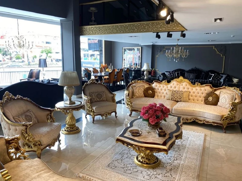 Casa Padrino Luxus Barock Wohnzimmer Set Silber / Braun / Gold - 2 Sofas & 2 Sessel & 1 Couchtisch & 2 Beistelltische - Handgefertigte Wohnzimmer Möbel im Barockstil - Edel & Prunkvoll