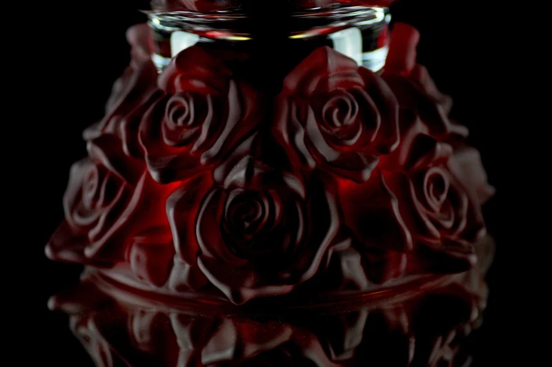 Casa Padrino Luxus Glasschale Kristallglas mit roten Rosen Ø 35.5 x H. 20 cm - Runde Obstschale - Deko Schale - Luxus Kollektion