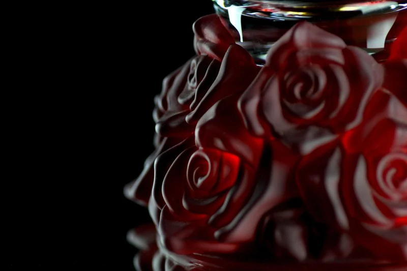 Casa Padrino Luxus Glasschale Kristallglas mit roten Rosen Ø 35.5 x H. 20 cm - Runde Obstschale - Deko Schale - Luxus Kollektion