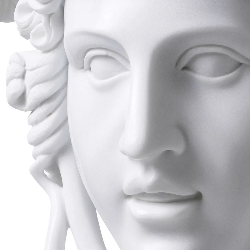 Casa Padrino Luxus Marmor Skulptur Weiß 39 x 27 x H. 58 cm - Deko Figur aus hochwertigem Marmor - Edle Damenbüste mit Sockel - Luxus Deko Accessoires