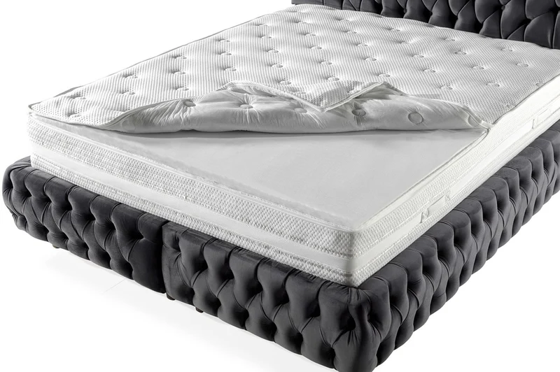 Casa Padrino Luxus Doppelbett Grau / Braun - Verschiedene Größen - Modernes Bett mit Matratze - Schlafzimmer Möbel