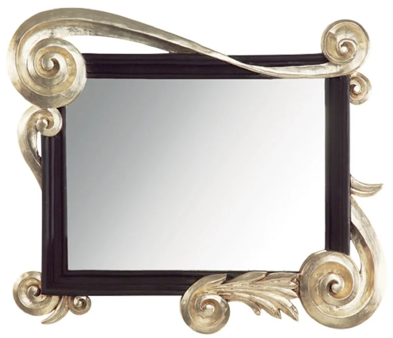 Casa Padrino Luxus Barock Spiegel Silber / Schwarz - Handgefertigter Massivholz Wandspiegel im Barockstil - Barock Möbel - Luxus Qualität - Made in Italy