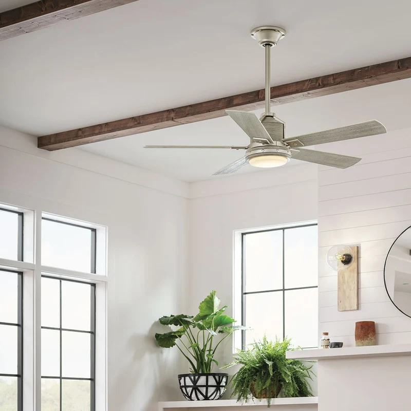Casa Padrino Luxus Deckenventilator Silber / Grau 132 x H. 43 cm - Moderner dimmbarer Ventilator mit LED Beleuchtung und Fernbedienung - Luxus Accessoires