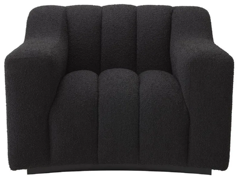 Casa Padrino Luxus Sessel Schwarz 107 x 96 x H. 78,5 cm - Leicht gebogener Wohnzimmer Sessel - Hotel Sessel - Luxus Qualität