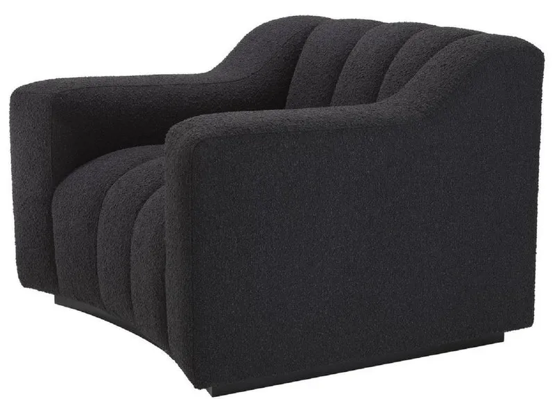 Casa Padrino Luxus Sessel Schwarz 107 x 96 x H. 78,5 cm - Leicht gebogener Wohnzimmer Sessel - Hotel Sessel - Luxus Qualität