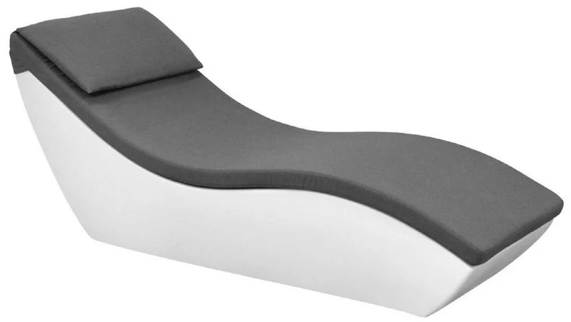Casa Padrino Luxus Gartenliege Matt Weiß / Dunkelgrau 180 x 70 x H. 70 cm - Moderne Wetterbeständige Liege - Poolliege - Garten Hotel Pool Möbel - Luxus Qualität