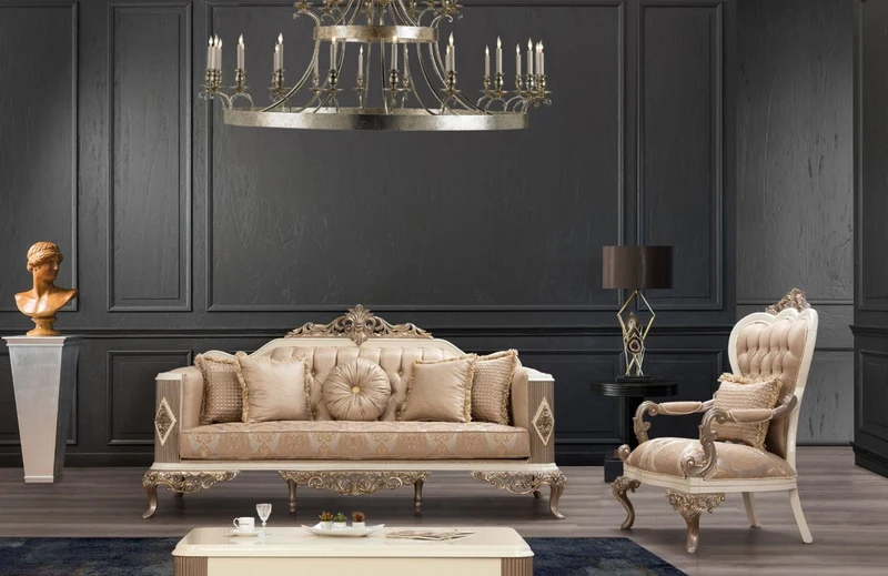 Casa Padrino Luxus Barock Sofa Braun / Silber / Weiß / Braun / Gold 234 x 93 x H. 124 cm - Prunkvolles handgefertigtes Wohnzimmer Sofa mit dekorativen Kissen - Barock Wohnzimmer Möbel