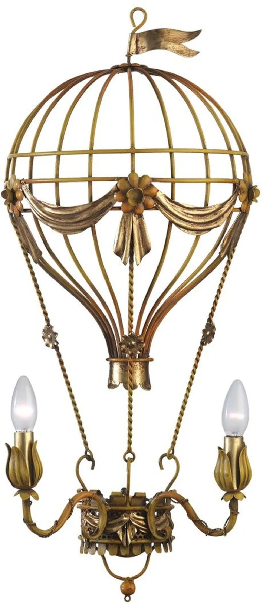 Casa Padrino Luxus Jugendstil Wandleuchte Heißluftballon Rostfarben / Antik Gold 31 x 19 x H. 78 cm - Barock & Jugendstil Wohnzimmer Wandleuchten