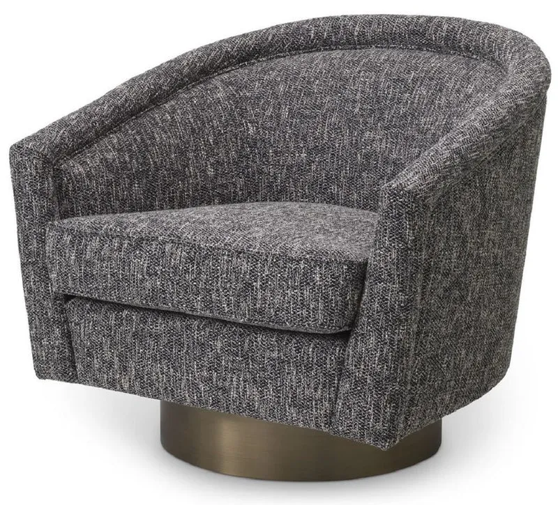 Casa Padrino Luxus Drehsessel Schwarz / Matt Gold 85 x 76 x H. 76 cm - Wohnzimmer Sessel - Wohnzimmer Möbel - Luxus Möbel