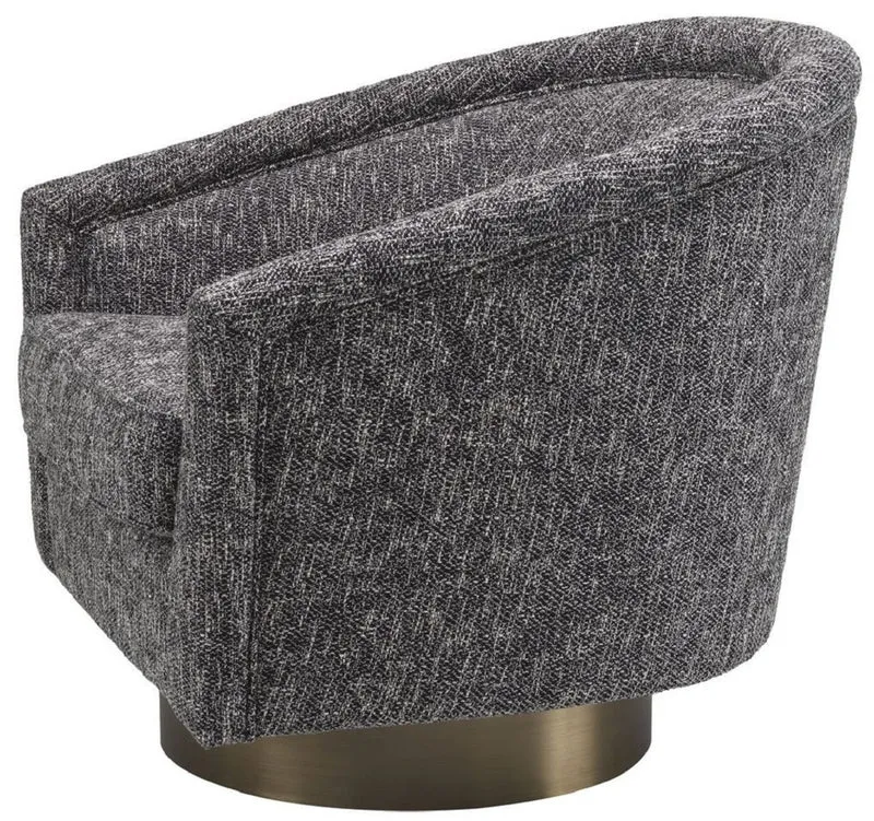 Casa Padrino Luxus Drehsessel Schwarz / Matt Gold 85 x 76 x H. 76 cm - Wohnzimmer Sessel - Wohnzimmer Möbel - Luxus Möbel
