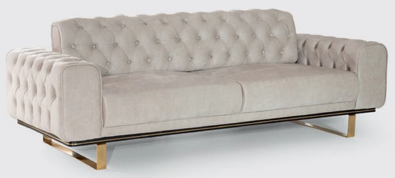 Casa Padrino Luxus Chesterfield Sofa Grau / Schwarz / Gold 240 x 100 x H. 85 cm - Modernes Wohnzimmer Sofa - Chesterfield Wohnzimmer Möbel