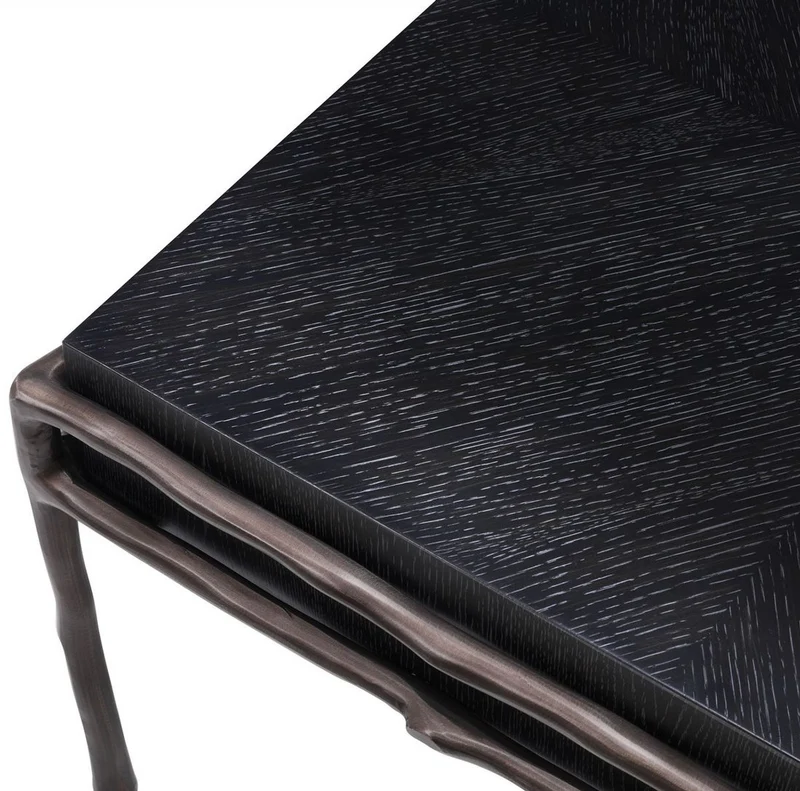 Casa Padrino Luxus Beistelltisch Anthrazitgrau / Bronzefarben 65 x 65 x H. 38,5 cm - Wohnzimmer Möbel - Hotel Möbel - Luxus Kollektion