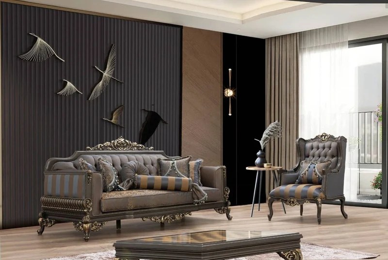 Casa Padrino Luxus Barock Couchtisch Grau / Gold 110 x 84 x H. 48 cm - Prunkvoller handgefertigter Wohnzimmertisch im Barockstil - Barock Möbel