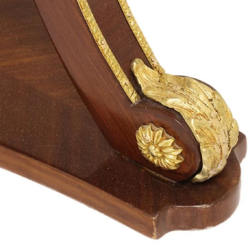 Casa Padrino Barock Beistelltisch Braun / Gold / Rot Ø 55 x H. 78 cm - Runder Massivholz Tisch im Barockstil - Barock Wohnzimmer Möbel