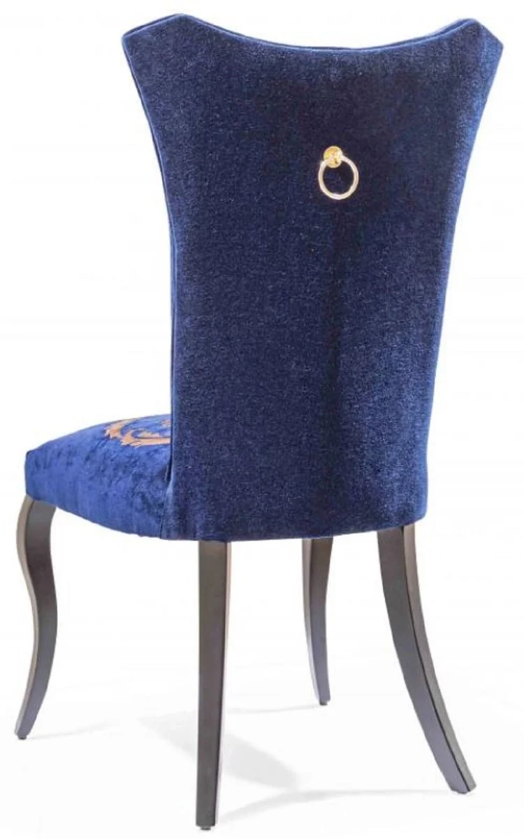 Casa Padrino Barock Esszimmer Stuhl Set Royalblau / Gold / Schwarz 50 x 47 x H. 105 cm - Küchen Stühle 6er Set - Barock Esszimmer Möbel