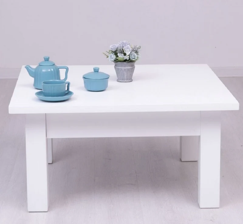 Casa Padrino Landhausstil Couchtisch Weiß 90 x 90 x H. 45 cm - Massivholz Wohnzimmertisch - Wohnzimmermöbel im Landhausstil