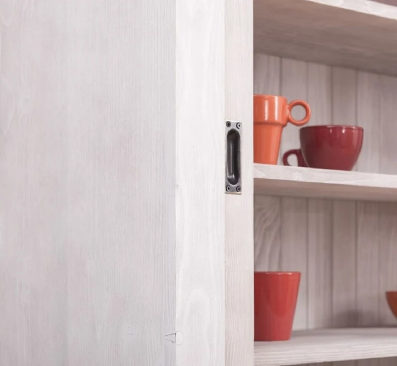 Casa Padrino Landhausstil Esszimmerschrank Hellgrau 142 x 48 x H. 225 cm - Massivholz Küchenschrank - Landhausstil Esszimmer Möbel