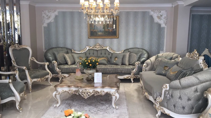 Casa Padrino Luxus Barock Wohnzimmer Sofa Grün / Weiß / Gold - Handgefertigte Barock Wohnzimmer Möbel - Edel & Prunkvoll