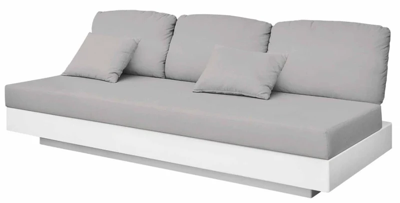 Casa Padrino Luxus 3er Gartensofa Grau / Matt Weiß 210 x 90 x H. 70 cm - Wetterbeständiges Garten Terrassen Sofa - Hotel Möbel - Luxus Qualität