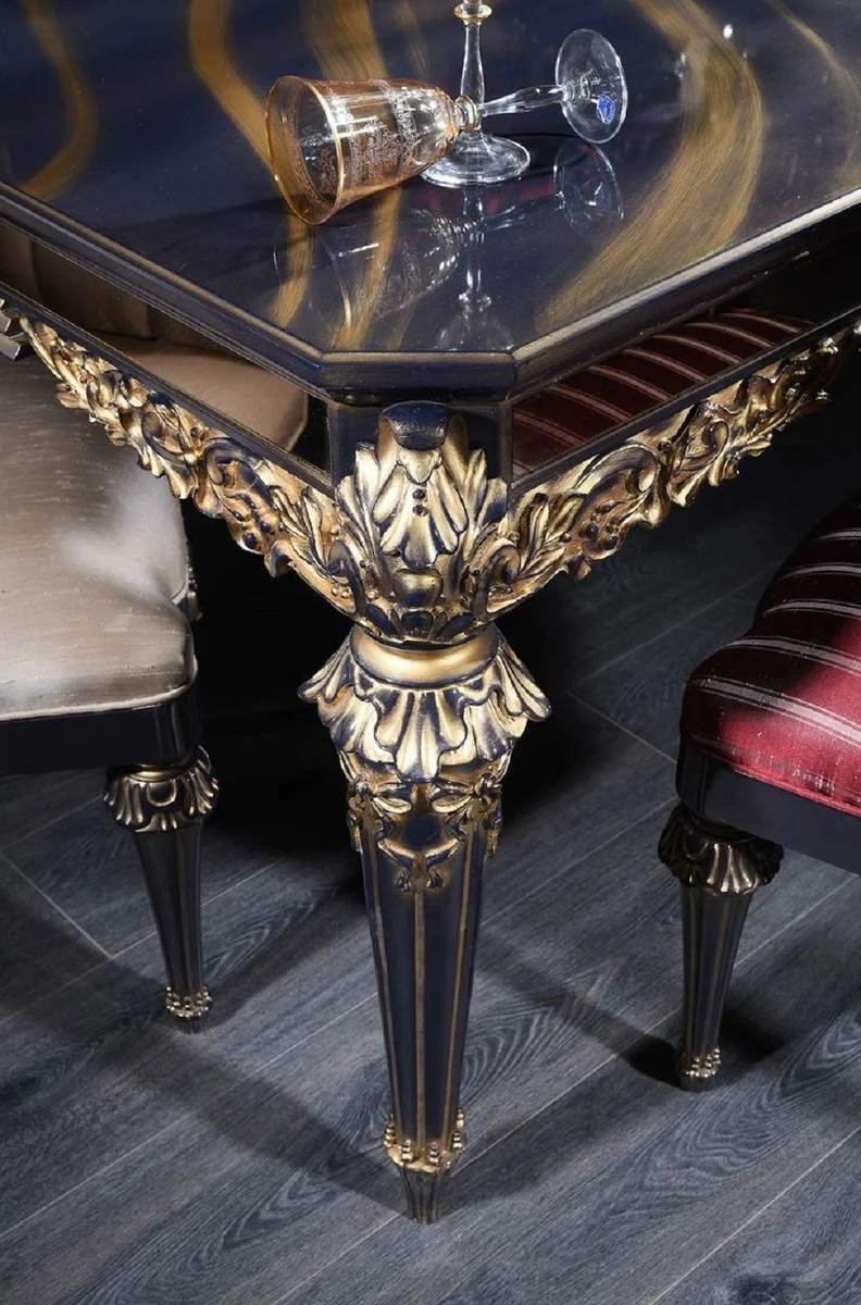 Casa Padrino Luxus Barock Esszimmer Set - 1 Esstisch & 6 Esszimmerstühle - Handgefertigte Esszimmer Möbel im Barockstil