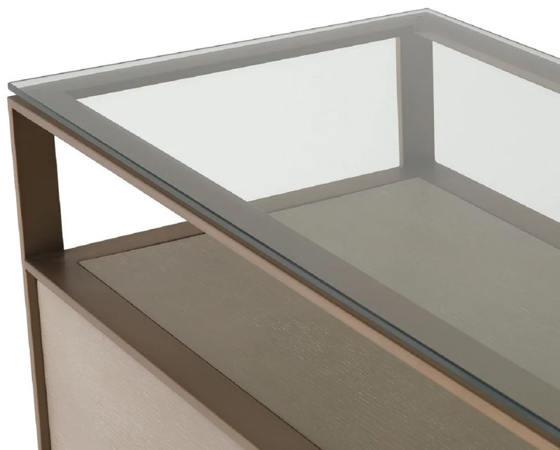 Casa Padrino Luxus Fernsehschrank 220 x 46 x H. 56,5 cm - Sideboard mit Glasplatte und 2 Schubladen - Luxus Wohnzimmer Möbel