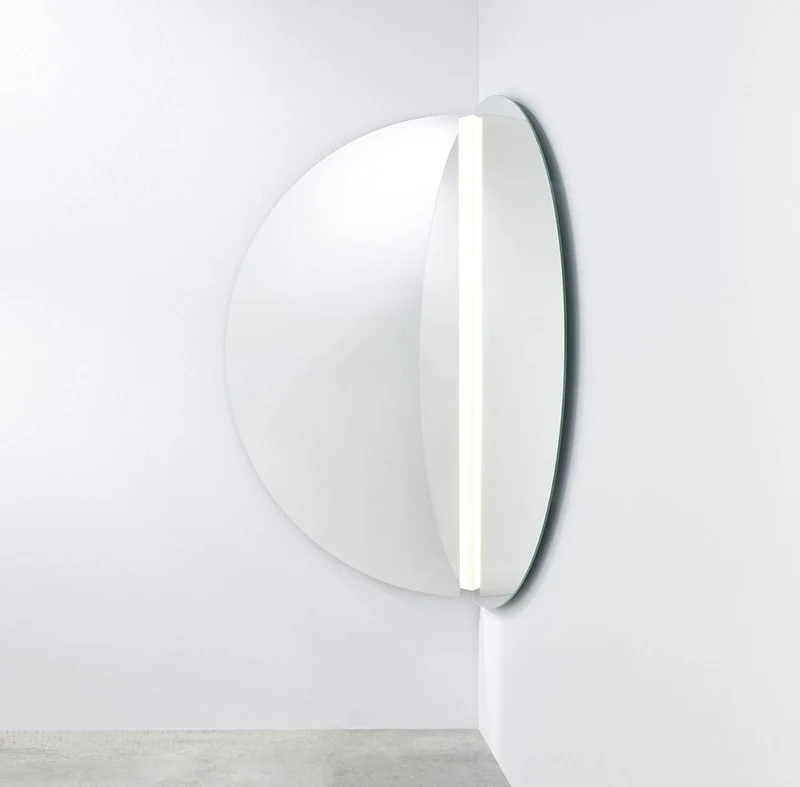 Casa Padrino Luxus Eckspiegel 150 x 3,5 x H. 150 cm - Eck Wandspiegel mit LED Streifen - Hotel Spiegel - Boutique Spiegel - Luxus Qualität