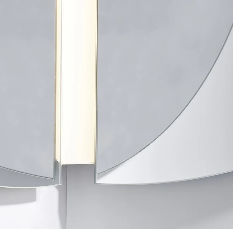 Casa Padrino Luxus Eckspiegel 150 x 3,5 x H. 150 cm - Eck Wandspiegel mit LED Streifen - Hotel Spiegel - Boutique Spiegel - Luxus Qualität