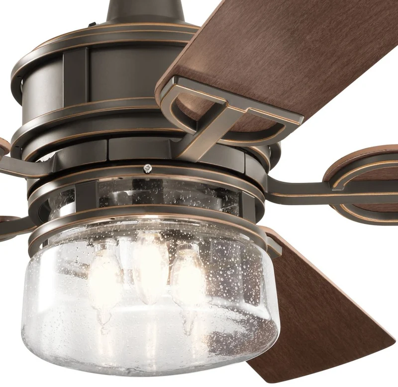 Casa Padrino Luxus Deckenventilator mit LED Beleuchtung und Fernbedienung Bronze / Braun 132 x H. 48 cm - Luxus Qualität
