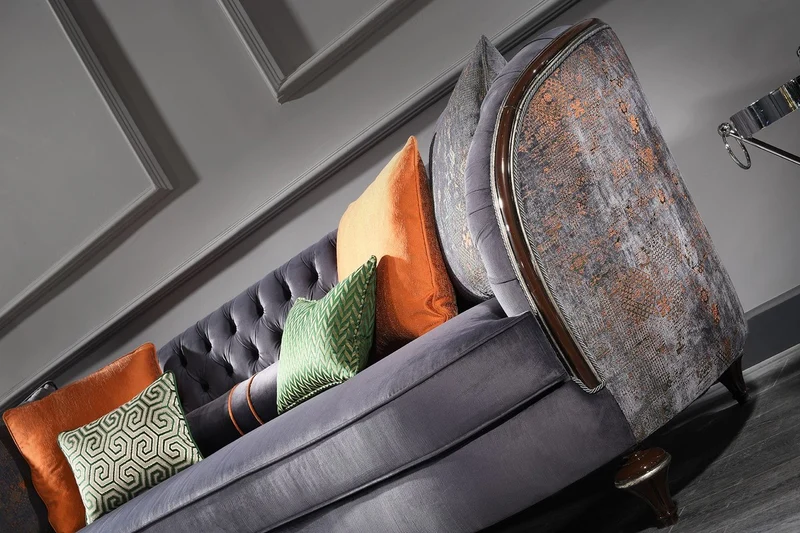 Casa Padrino Luxus Barock Sofa Lila / Braun / Silber - Handgefertigtes Wohnzimmer Sofa - Barock Wohnzimmer Möbel