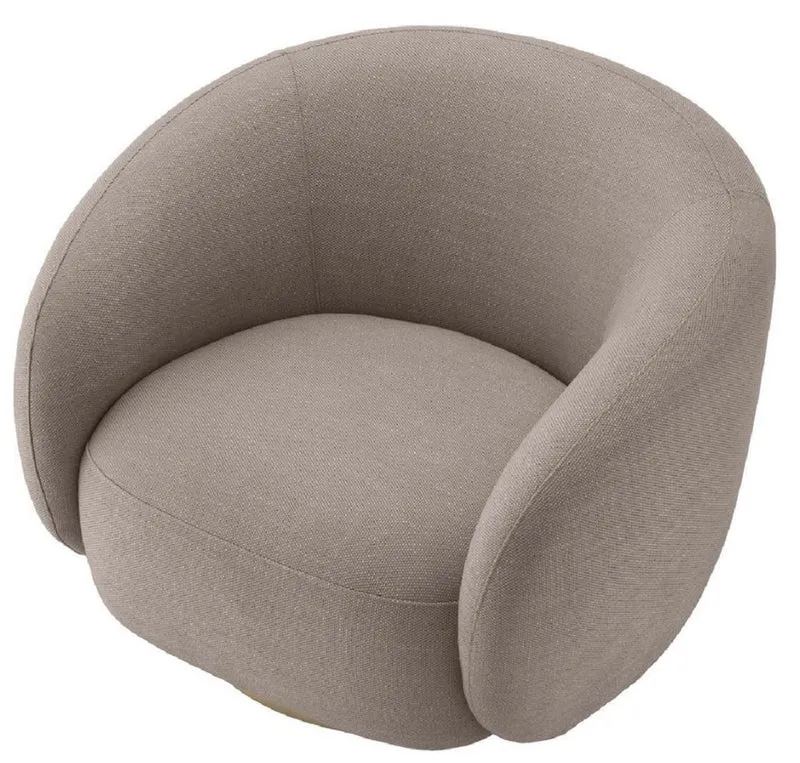 Casa Padrino Luxus Drehsessel Sandfarben / Messing 96 x 85 x H. 74 cm - Wohnzimmer Sessel - Wohnzimmer Möbel - Luxus Qualität