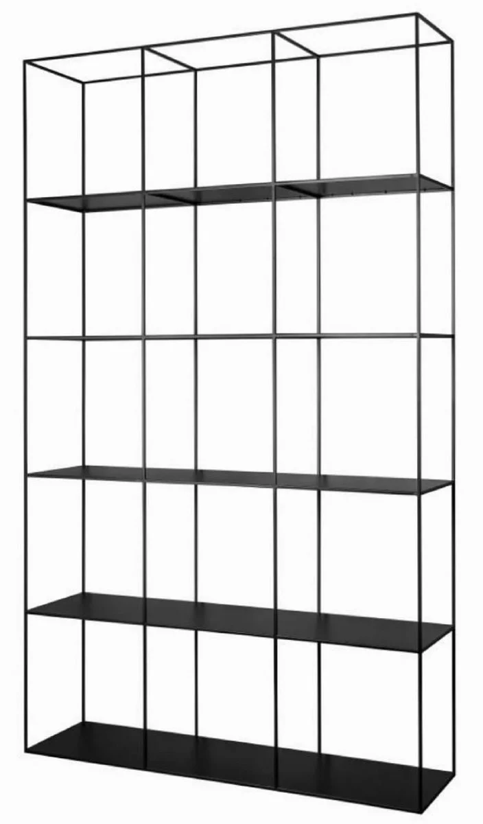 Casa Padrino Luxus Metall Regalschrank Schwarz 120 x 40 x H. 200 cm - Wohnzimmerschrank - Bücherschrank - Luxus Möbel