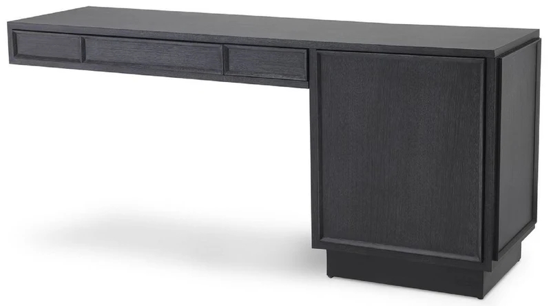 Casa Padrino Designer Massivholz Schreibtisch Anthrazitgrau 183 x 51 x H. 79 cm - Bürotisch - Computertisch - Büro Möbel - Luxus Qualität