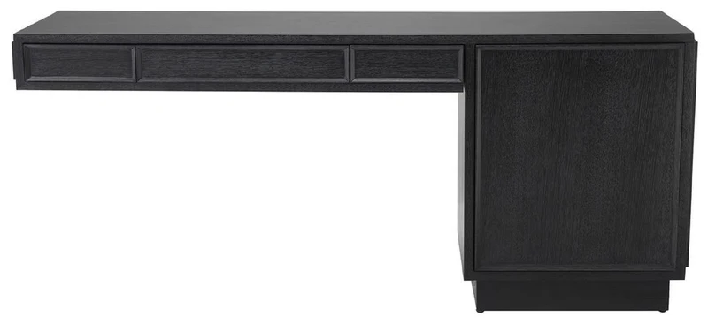 Casa Padrino Designer Massivholz Schreibtisch Anthrazitgrau 183 x 51 x H. 79 cm - Bürotisch - Computertisch - Büro Möbel - Luxus Qualität
