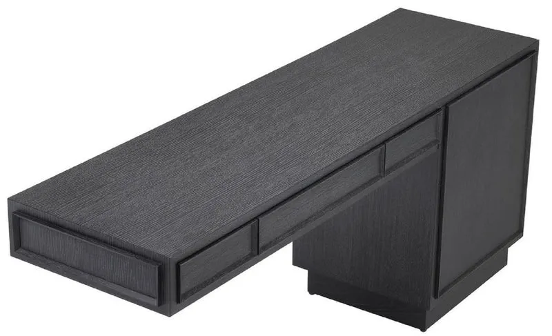 Casa Padrino Designer Massivholz Schreibtisch Anthrazitgrau 183 x 51 x H. 79 cm - Bürotisch - Computertisch - Büro Möbel - Luxus Qualität