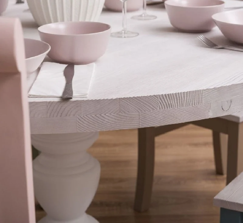 Casa Padrino Landhausstil Esszimmer Möbel Set Hellgrau / Bunt - 1 Esstisch & 5 Esszimmerstühle - Massivholz Esszimmer Möbel - Landhausstil Möbel