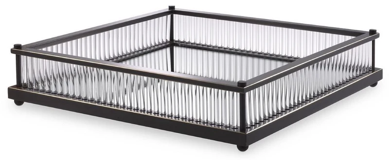Casa Padrino Luxus Serviertablett Bronzefarben 39,5 x 39,5 x H. 9 cm - Verspiegeltes Edelstahl Tablett - Luxus Gastronomie Accessoires