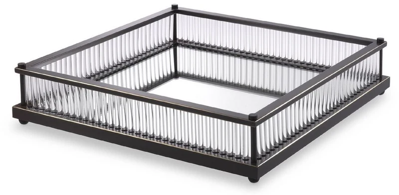 Casa Padrino Luxus Serviertablett Bronzefarben 39,5 x 39,5 x H. 9 cm - Verspiegeltes Edelstahl Tablett - Luxus Gastronomie Accessoires