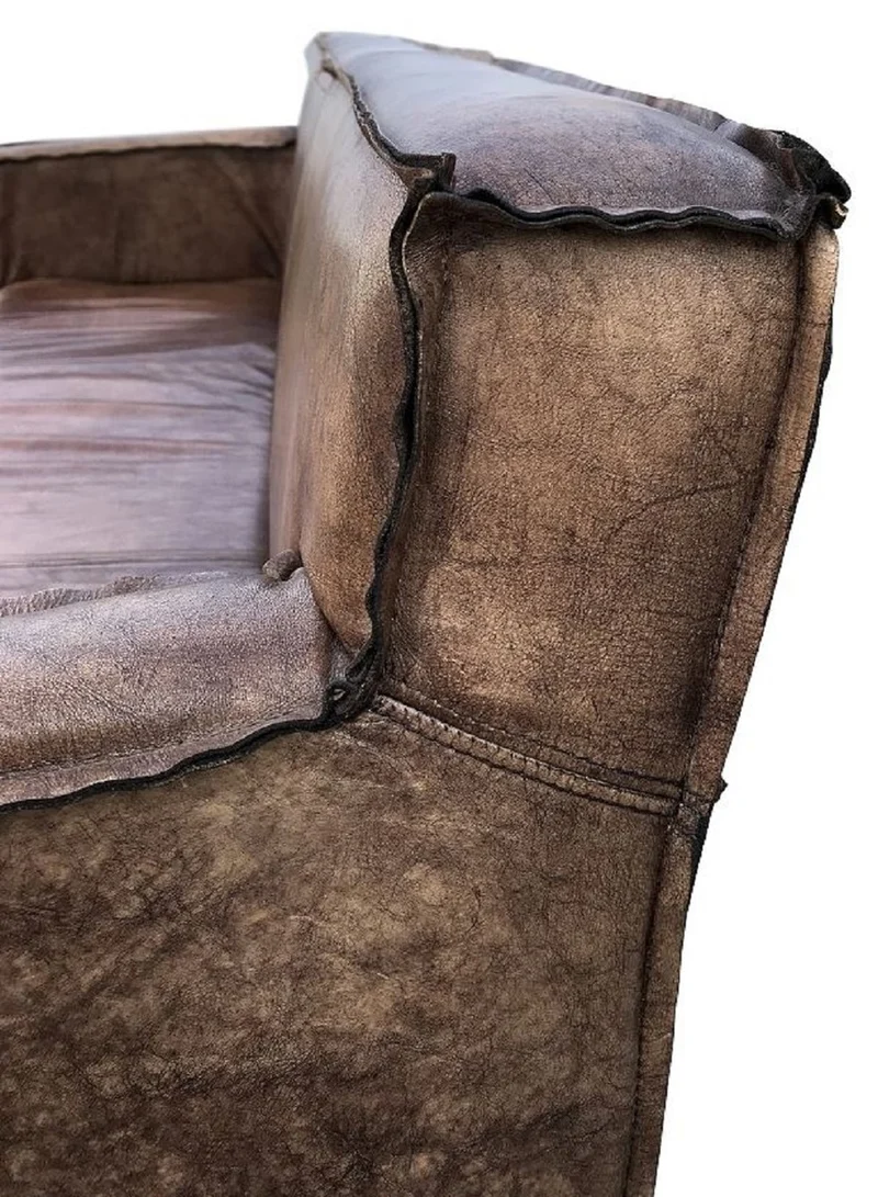 Casa Padrino Luxus Vintage Leder Sofa 185 x 66 x H. 82 cm - Verschiedene Farben - Echtleder Wohnzimmer Sofa - Luxus Echtleder Möbel