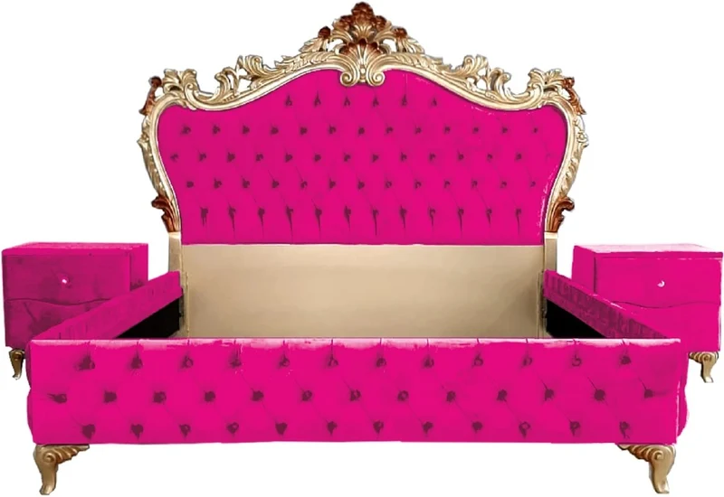 Casa Padrino Barock Schlafzimmer Set - Verschiedene Farben - 1 Doppelbett mit Kopfteil & 2 Nachtkommoden - Schlafzimmer Möbel im Barockstil - Edel & Prunkvoll