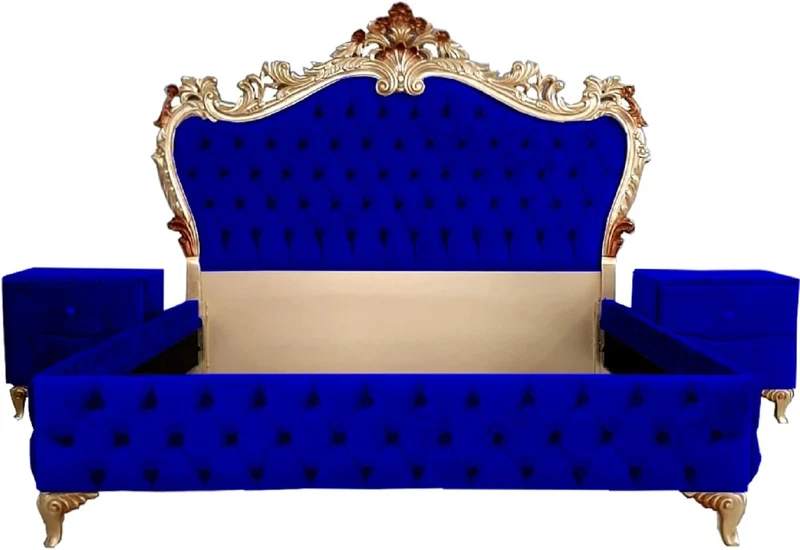 Casa Padrino Barock Schlafzimmer Set - Verschiedene Farben - 1 Doppelbett mit Kopfteil & 2 Nachtkommoden - Schlafzimmer Möbel im Barockstil - Edel & Prunkvoll