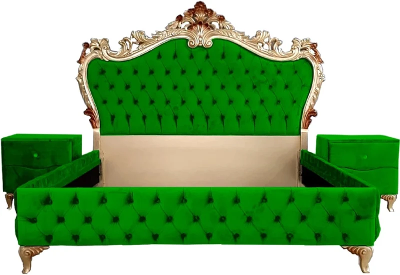 Casa Padrino Barock Schlafzimmer Set - Verschiedene Farben - 1 Doppelbett mit Kopfteil & 2 Nachtkommoden - Schlafzimmer Möbel im Barockstil - Edel & Prunkvoll