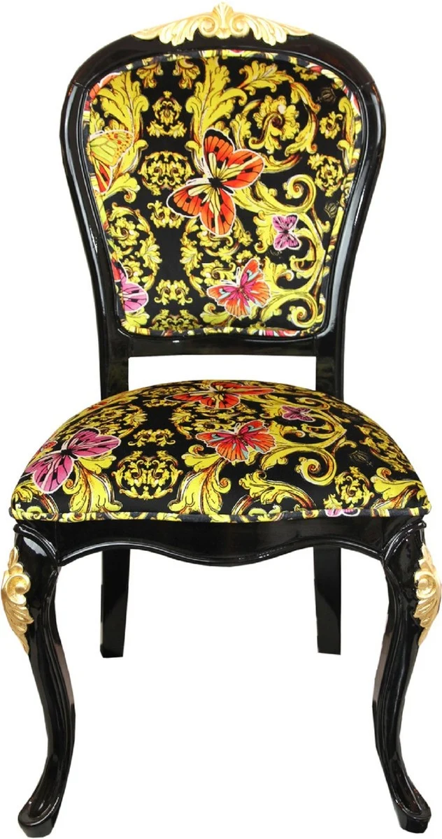 Pompöös by Casa Padrino Barock Luxus Esszimmer Set Butterflies & Flowers - Pompööser Barock Esstisch mit Glasplatte und 8 Stühlen designed by Harald Glööckler - Barock Esszimmer Möbel