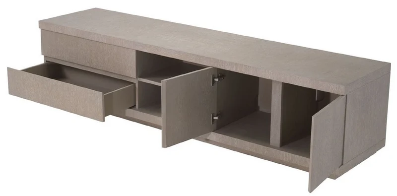 Casa Padrino Luxus TV Schrank Grau 220 x 52,5 x H. 53 cm - Massivholz Fernsehschrank - Wohnzimmer Möbel - Luxus Qualität