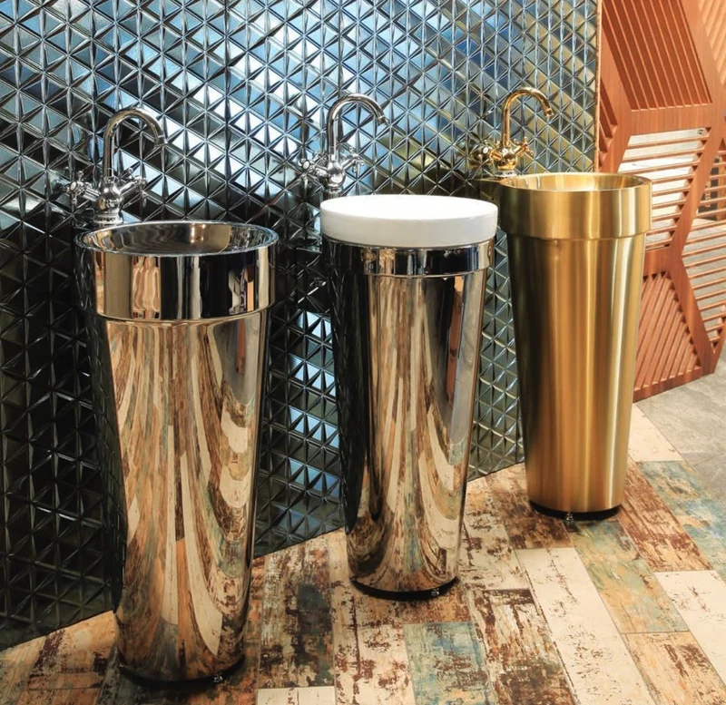 Casa Padrino Luxus Edelstahl Waschtisch Silber 40 x H. 86 cm - Badezimmer Möbel - Hotel & Restaurant Kollektion - Luxus Qualität