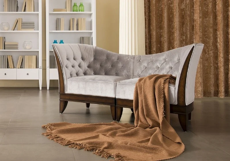 Casa Padrino Luxus Wohnzimmer Sessel Silbergrau / Dunkelbraun 87 x 69,5 x H. 84 cm - Neoklassischer Sessel mit edlem Velourstoff - Wohnzimmer Möbel im Neoklassischem Stil