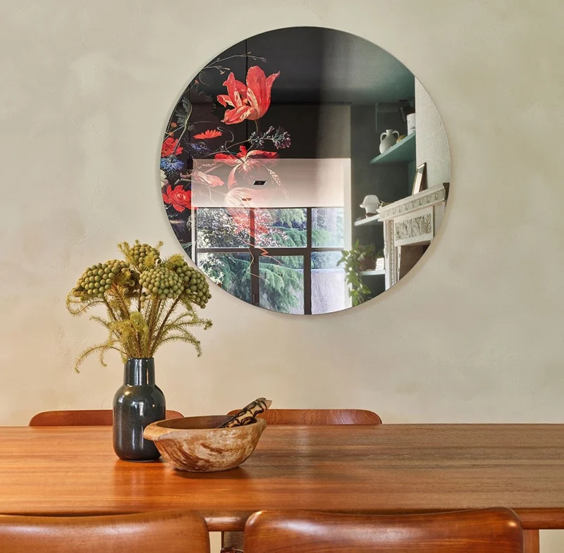 Casa Padrino Luxus Wandspiegel Mehrfarbig Ø 100 cm - Runder Spiegel mit Blumen Design - Luxus Kollektion
