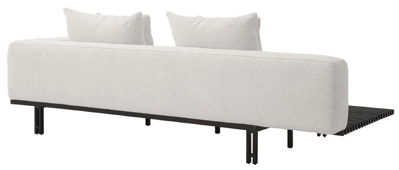 Casa Padrino Luxus Sofa Creme / Bronze 233 x 104 x H. 60,5 cm - Modernes Wohnzimmer Sofa Rechte Seite - Hotel Sofa - Luxus Qualität