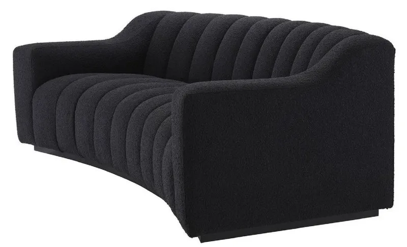 Casa Padrino Luxus Sofa Schwarz 234 x 96 x H. 76,5 cm - Leicht gebogenes Wohnzimmer Sofa - Hotel Sofa - Luxus Qualität